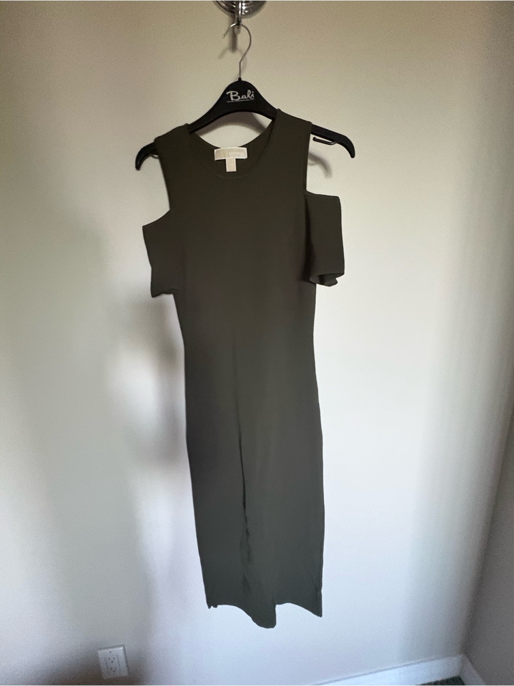 Michael Kors Olive Cold-Shoulder Midi Dress
